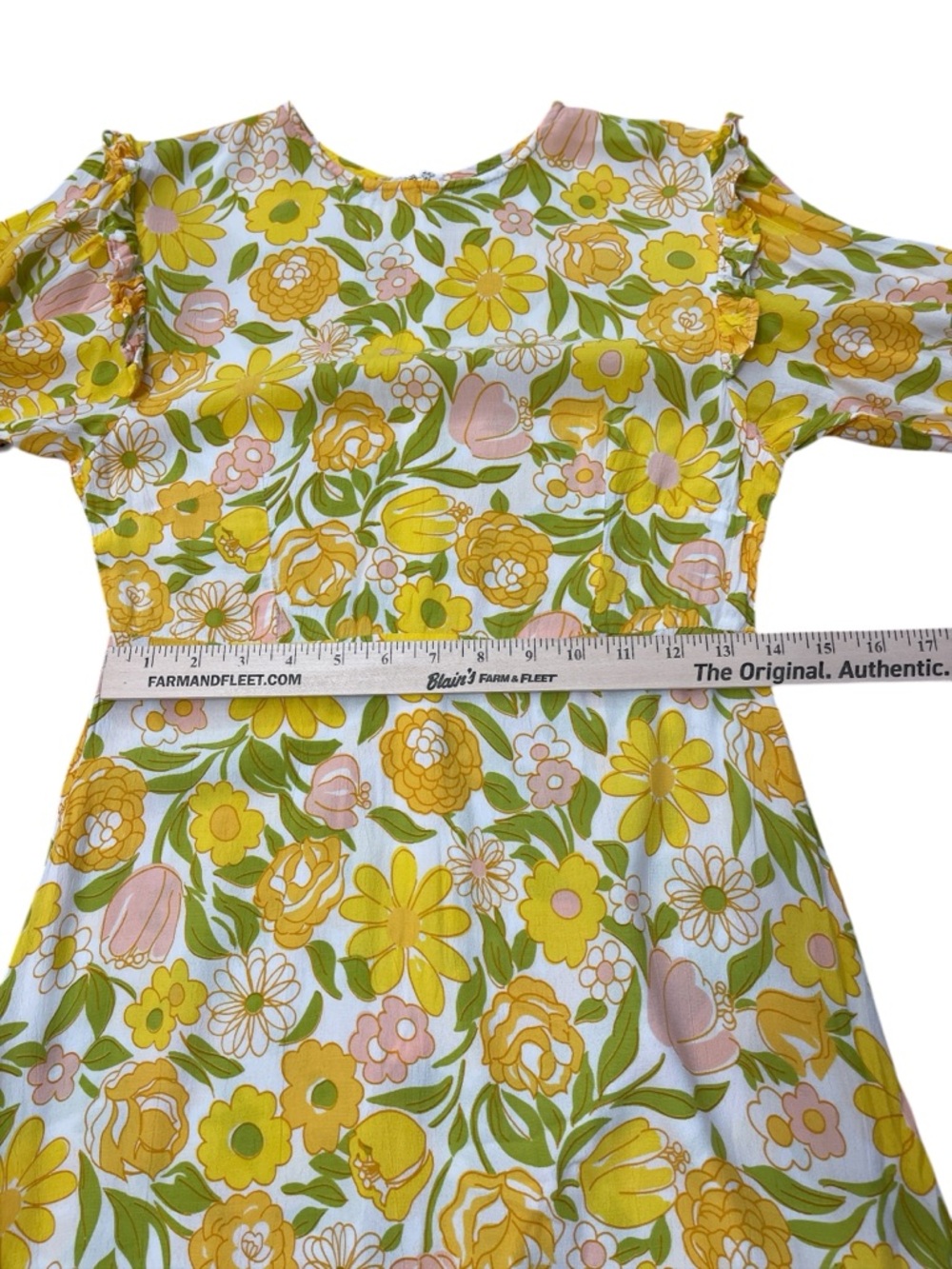 Faithfull the Brand Yellow Floral Jolene Midi Dress - Picture 5 of 8